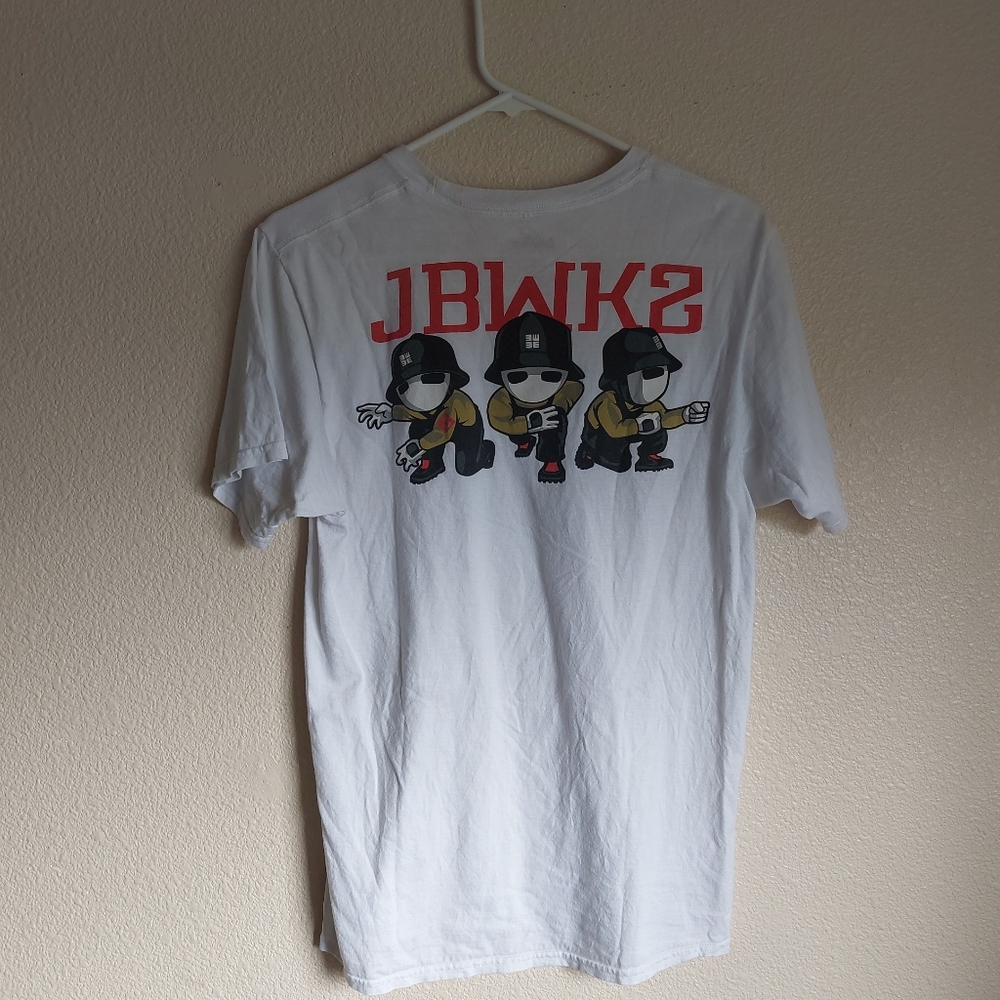 Jabbawockeez JBWKZ Red White Black Short Sleeve T-Shirt Men Size Small Made USA